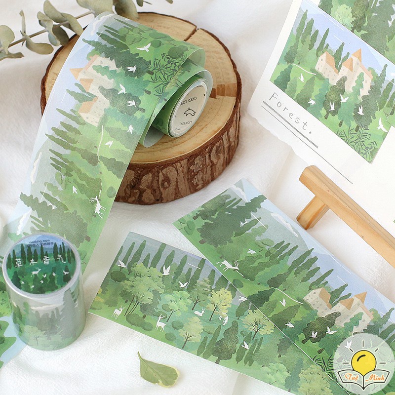 Cuộn Washi Tape băng dính rộng 5cm họa tiết Anime VPPTUEMINH, cuộn Sticker dễ thương