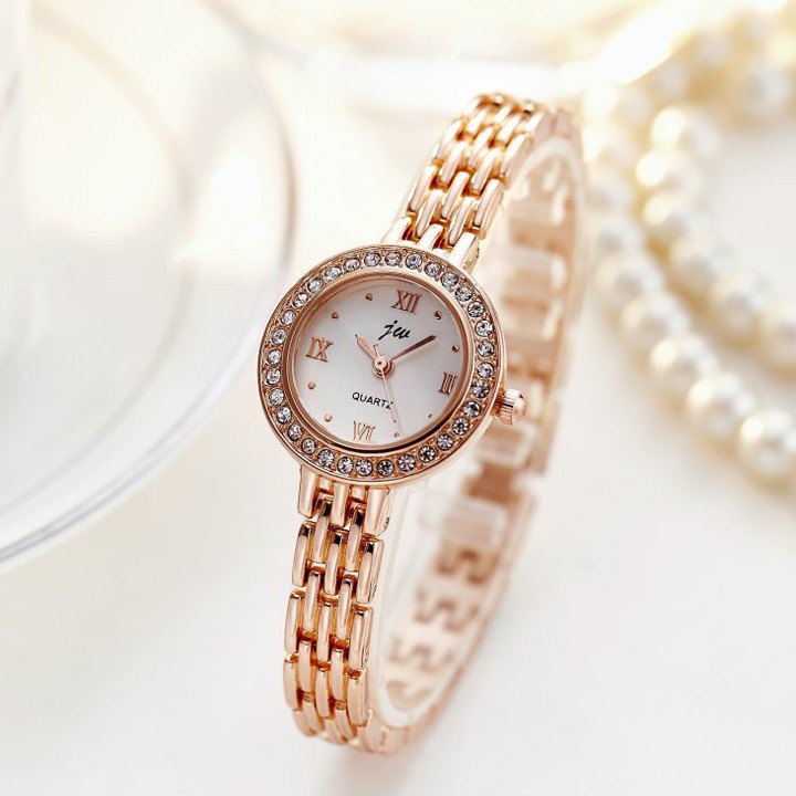 Đồng hồ nữ JW mặt tròn viền đá dây hợp kim thời trang SP0S57 (Nhiều màu) | BigBuy360 - bigbuy360.vn