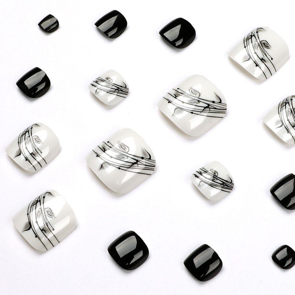 Hộp 24 Móng Tay Giả Đầu Vuông Che Phủ Toàn Diện Kiểu Pháp