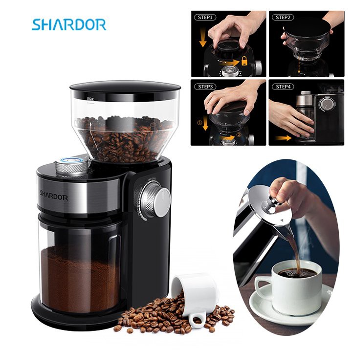 Máy xay cà phê cao cấp Shardor CG835B Công suất: 150W Dung tích ngăn chứa hạt: 240g