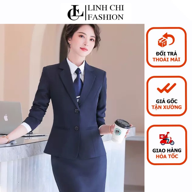 Áo Vest Công Sở nữ  tay dài cao cấp LINH CHI có độn vai và có túi thật form chuẩn đẹp vải tuyết mưa TD16