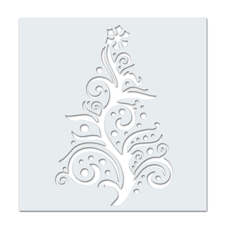 Bộ 2 Khuôn Vẽ Trang Trí Thẻ Hình Cây Thông Giáng Sinh Tái Sử Dụng Được DIY