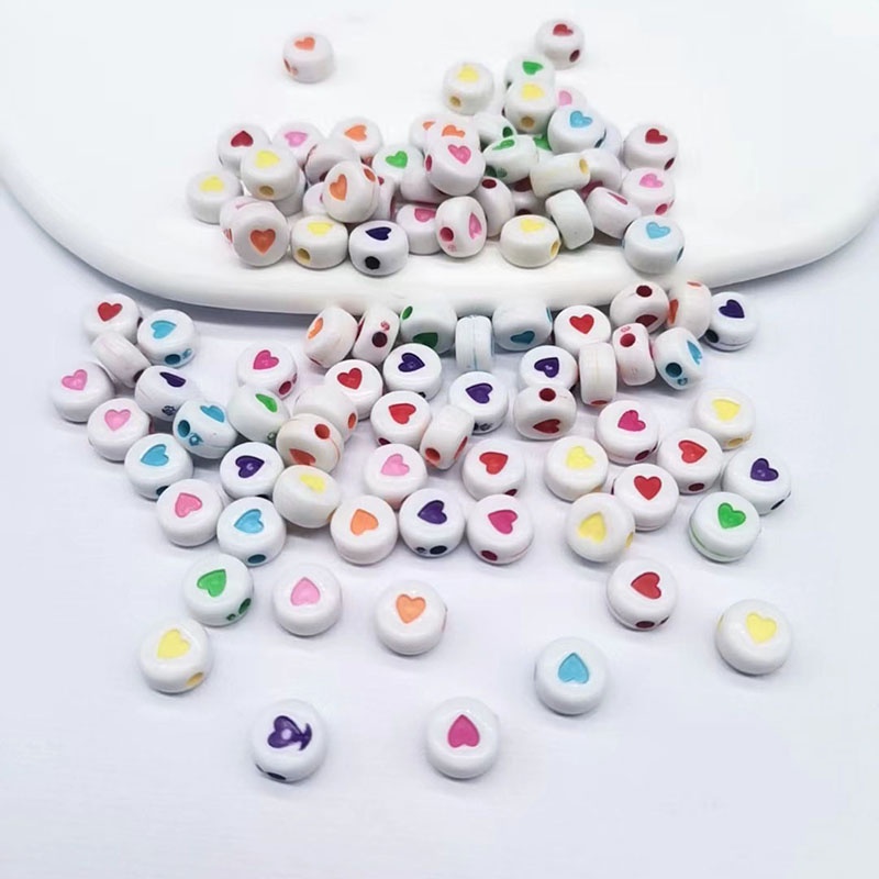 100 Hạt Xỏ Vòng Tay Hình Trái Tim 6MM