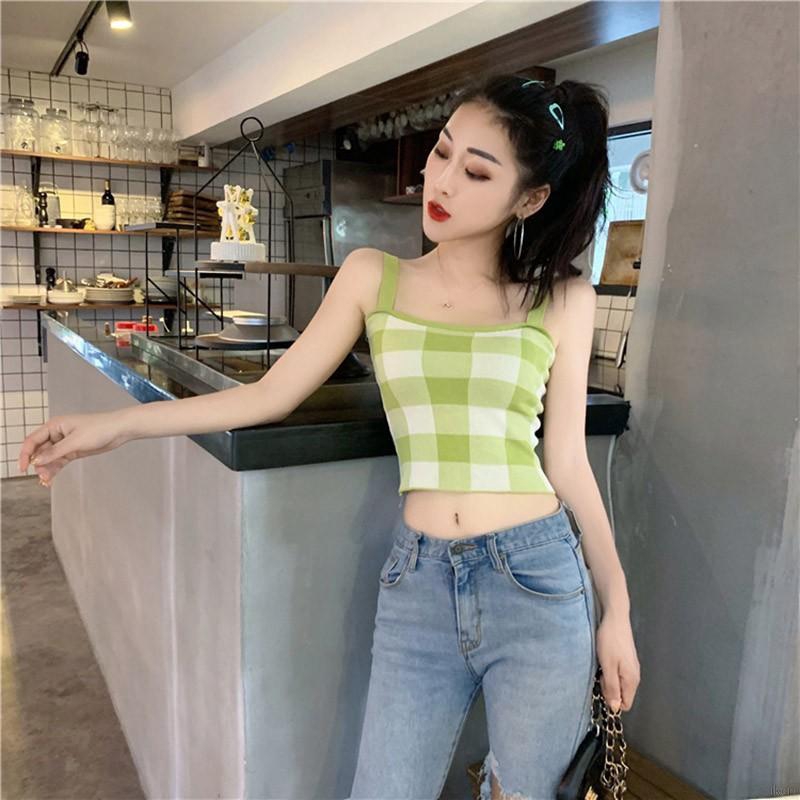 Áo dây hoạ tiết kẻ sọc caro thiết kế nữ tính thanh lịch