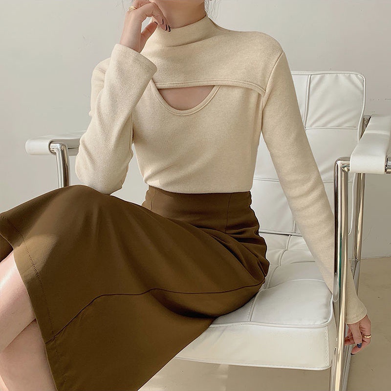 Áo thun dài tay cổ lọ dáng ôm thời trang Hàn Quốc