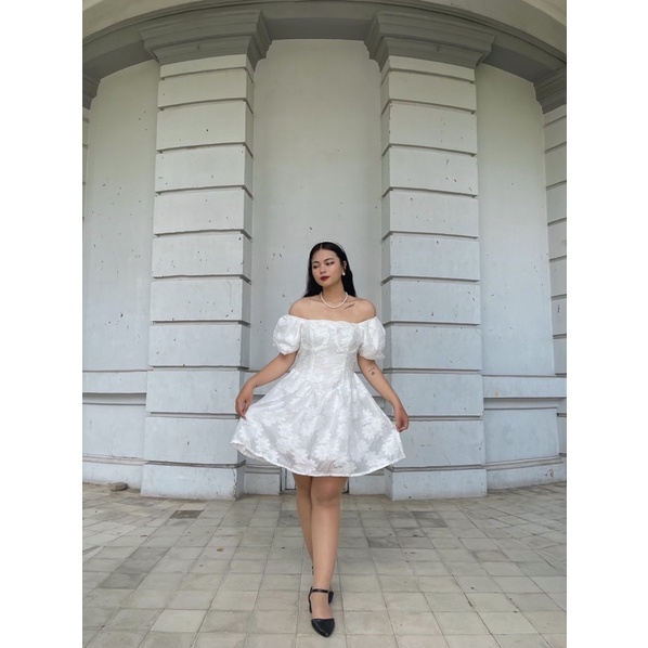 Đầm voan hoa nổi bigsize LÉNA