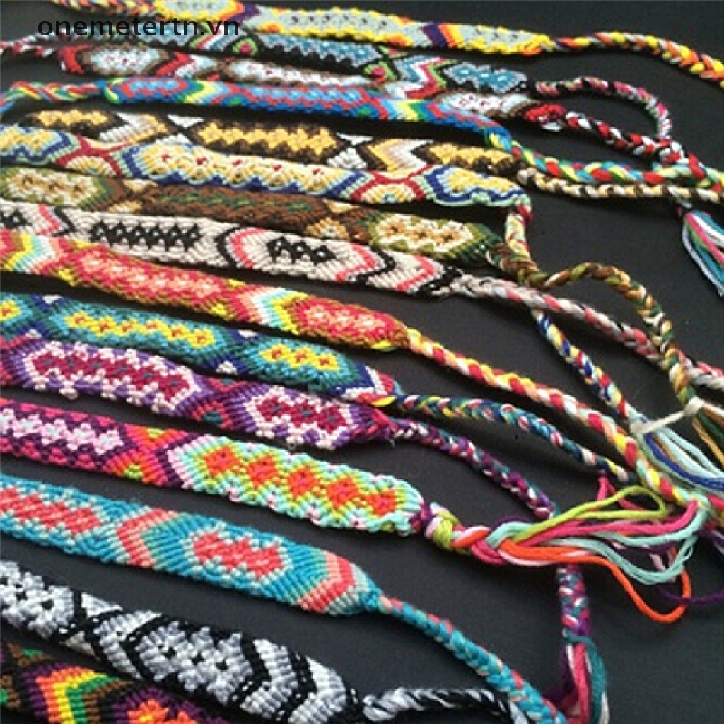 Vòng Tay Tình Bạn Bằng Dây Bện Thêu Họa Tiết Phong Cách Hippy Boho