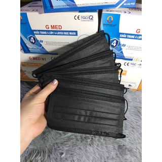 [Màu Đen- Hot trend- Siêu Đẹp] Khẩu Trang Y Tế 4 Lớp Kháng Khuẩn, Lọc Bụi, Chống tia UV- Hộp 50 cái màu đen