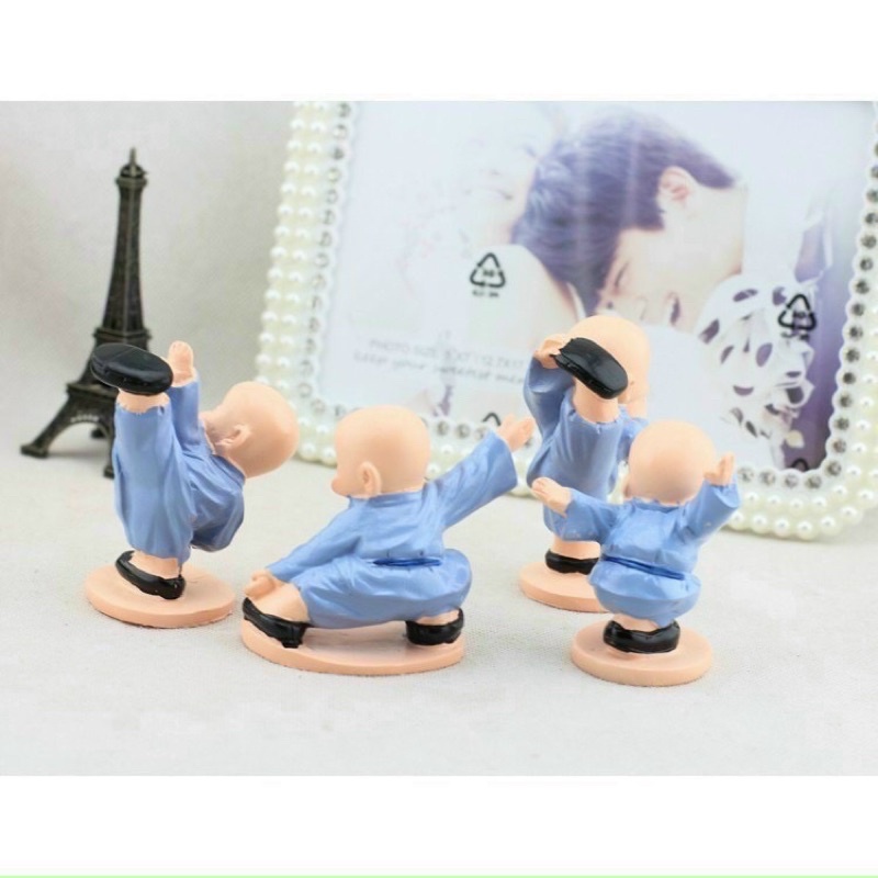Bộ tượng 4 chú tiểu múa võ trang trí tại nhà, văn phòng, để xe hơi
