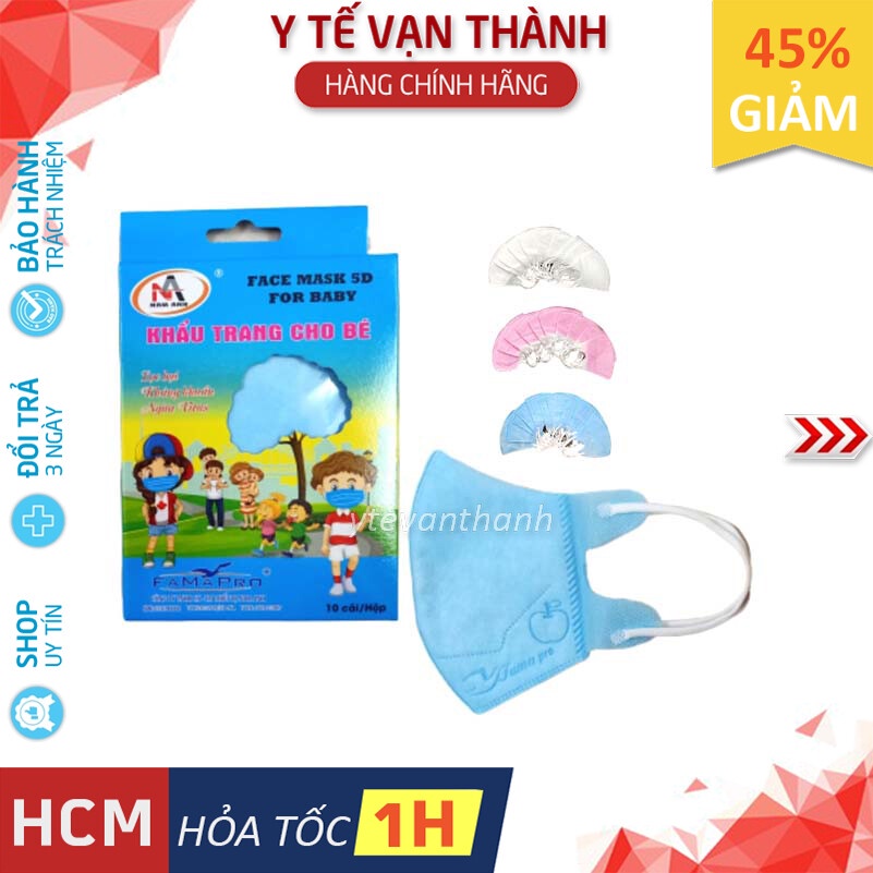 ✅ Khẩu Trang 5D Trẻ Em Famapro 5D 3 lớp kháng khuẩn cho bé -VT0630