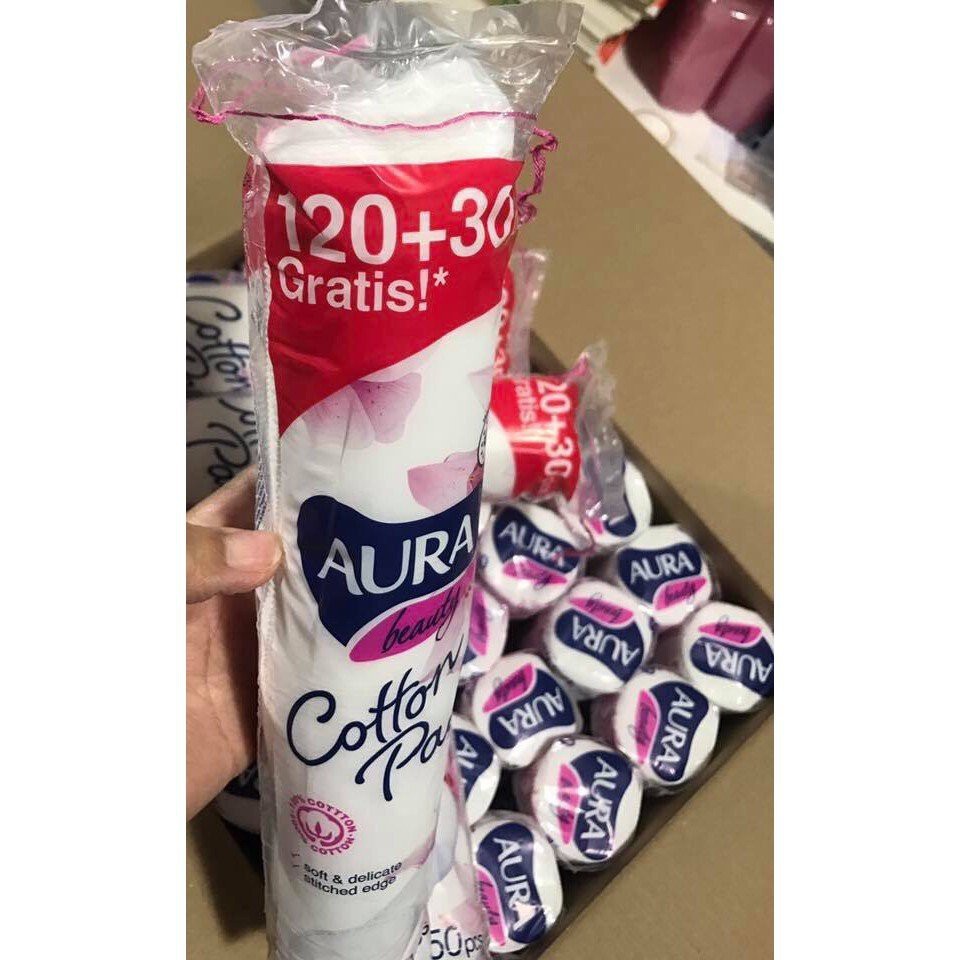 Bông tẩy trang Aura Beauty Cotton Pads Chính Hãng 150 miếng | BigBuy360 - bigbuy360.vn
