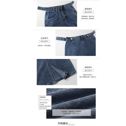 Váy Denim Xẻ Tà Nữ - Váy Jeans Chữ A Lưng Cạp Cao Ullzang Hàn Quốc (Có Ảnh Thật) | BigBuy360 - bigbuy360.vn