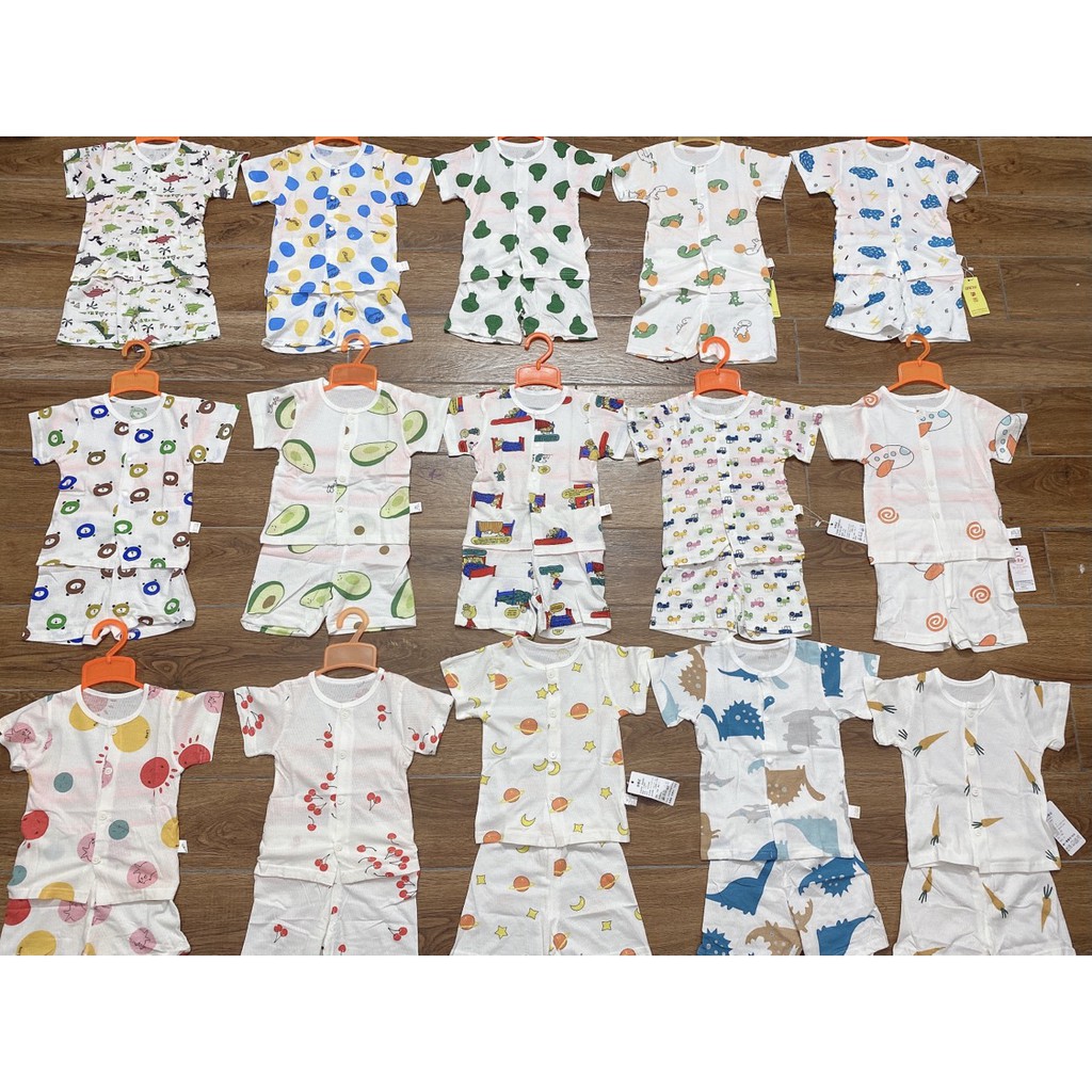 Bộ Cộc Tay Thông Hơi 6-16kg, Cotton Thông Hơi Hàng Quảng Châu Loại 1 Size 73-110(1-4 tuổi)