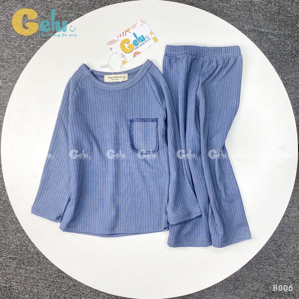 Bộ thu đông cho bé Gelu kids dài tay chất liệu len tăm cao cấp mềm mịn-GLB006