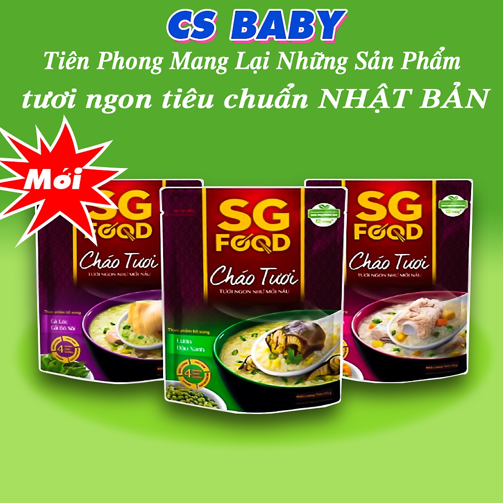 Cháo tươi gói ăn liền SG Food cho bé ăn dặm