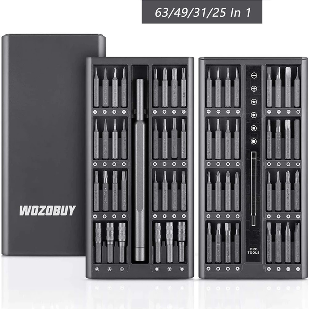 Hộp tua vít nhỏ WOZOBUY 63 trong 1 từ tính có độ chính xác cao sửa điện thoại máy chơi game đồng hồ chuyên dụng