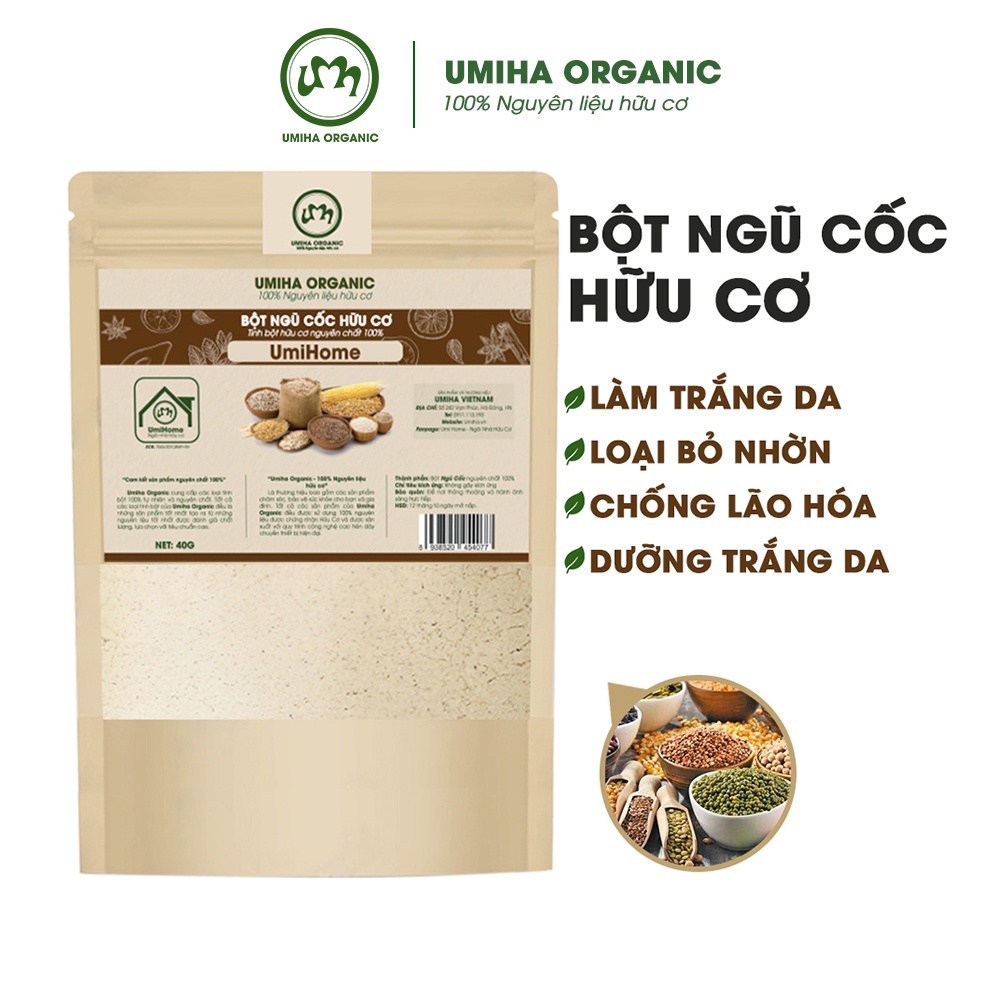 Bột đắp mặt nạ Ngũ Cốc nguyên chất UMIHOME 40G dùng dưỡng da trắng mịn, mờ thâm mụn, ngăn ngừa nếp nhăn