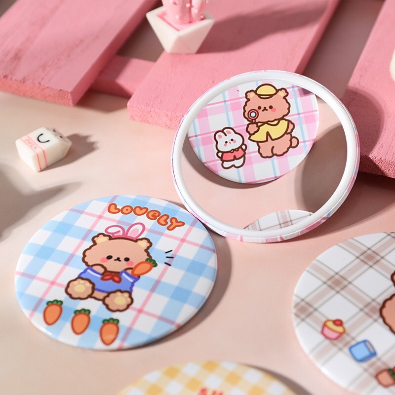 Gương soi trang điểm, gương mini một mặt bỏ túi tiện dụng
