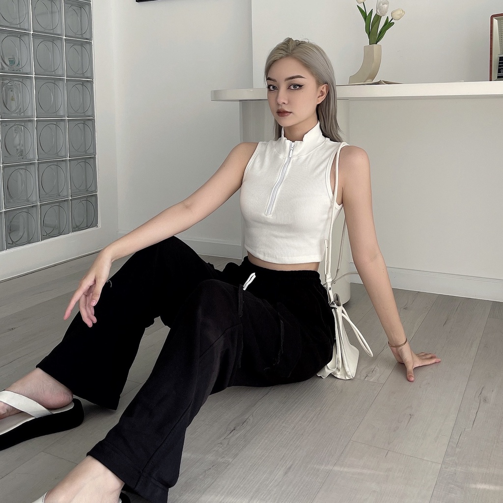 Quần cullotes TOPTIFY kiểu túi hộp rách lai form ống suông Sarley Cargo Pants QT21