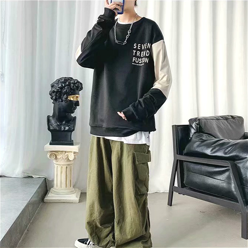 Áo thun tay dài màu đen / khaki phong cách trẻ trung và thời trang cho nam giới | BigBuy360 - bigbuy360.vn