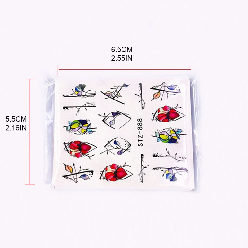 Miếng Dán Trang Trí Móng Tay Acrylic Họa Tiết Hoa Tương Phản DIY