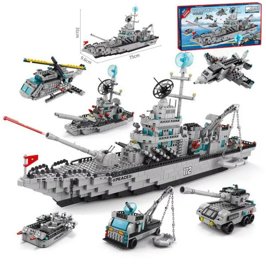 Đồ chơi xếp hình hạm đội tàu chiến tên lửa với 1560 chi tiết dài 75cm nhiều kiểu chơi khác nhau