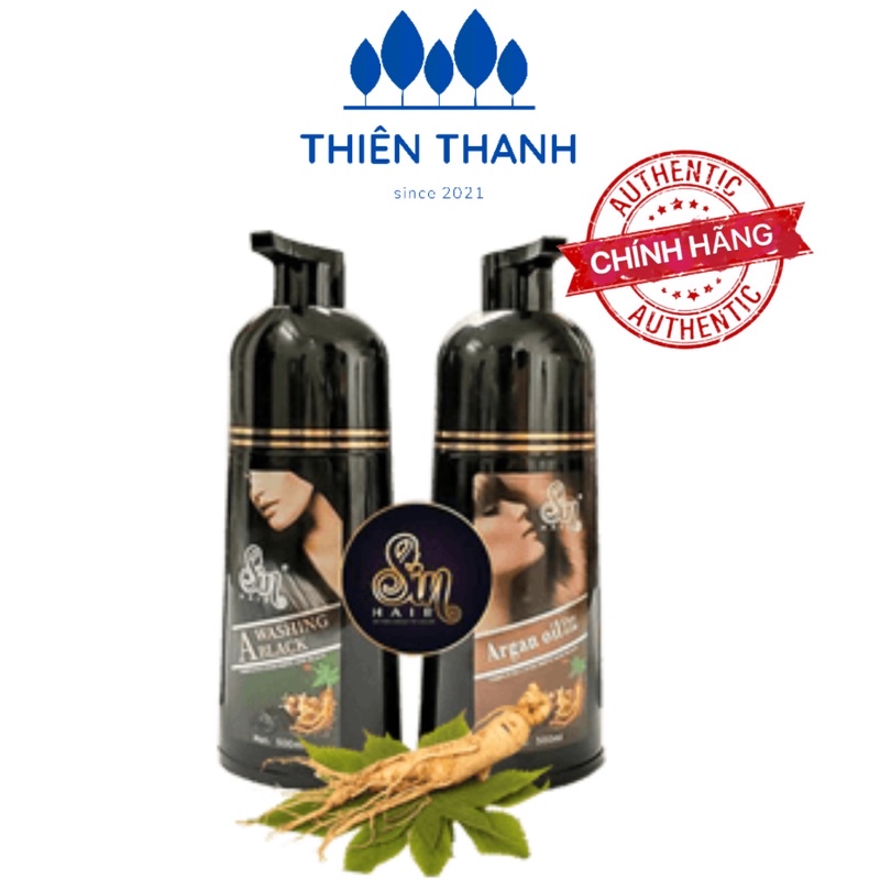 Dầu Gội Phủ Bạc Sin Hair, Phủ Bạc Đen Tóc, Nâu Tóc Từ Lần Gội Đầu Tiên, Lên Màu Nhanh Chóng, Lâu Phai Màu