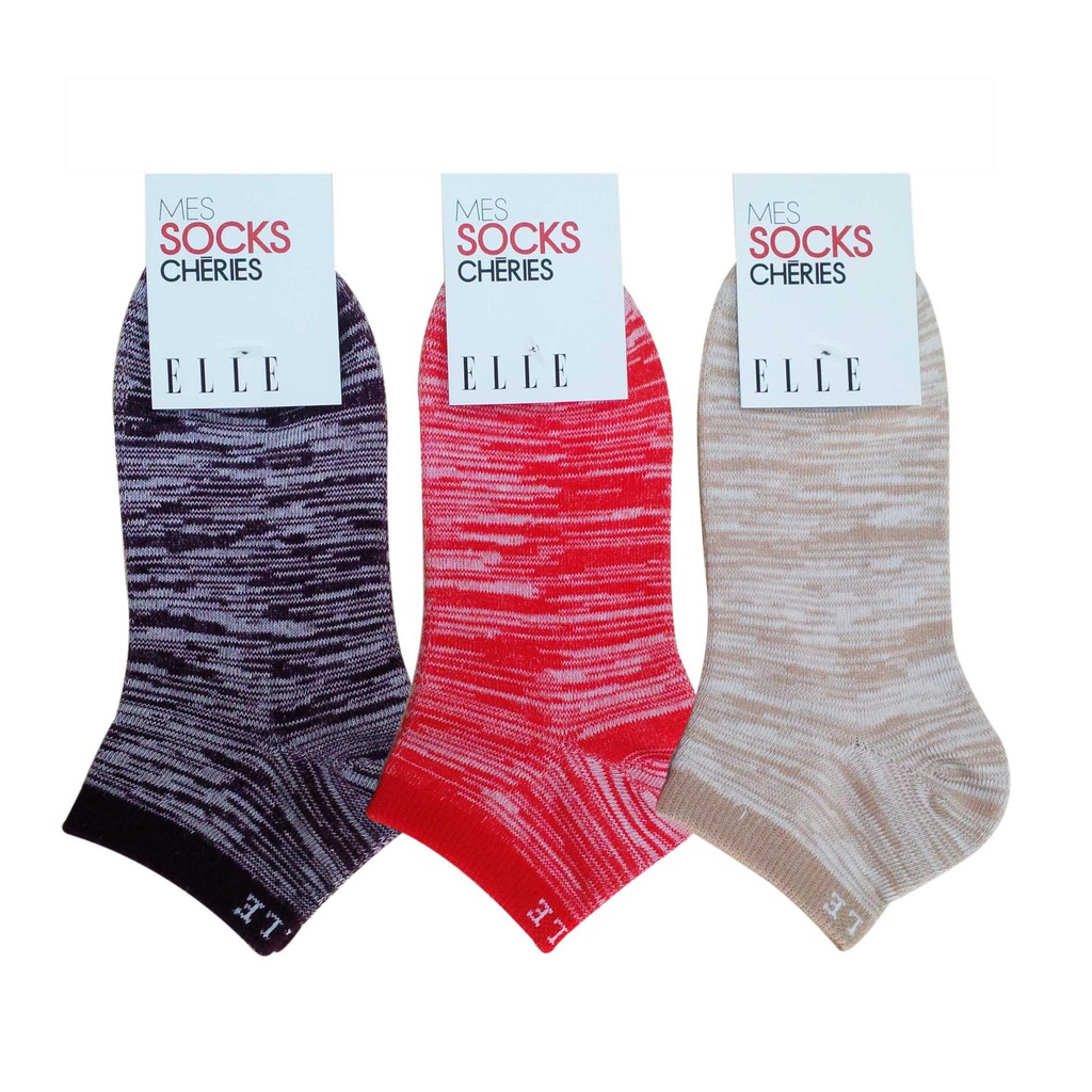 Set 3 Đôi Vớ Cổ Ngắn Dành Cho Nữ Thương Hiệu ELLE EL LC02 (hết màu Be)