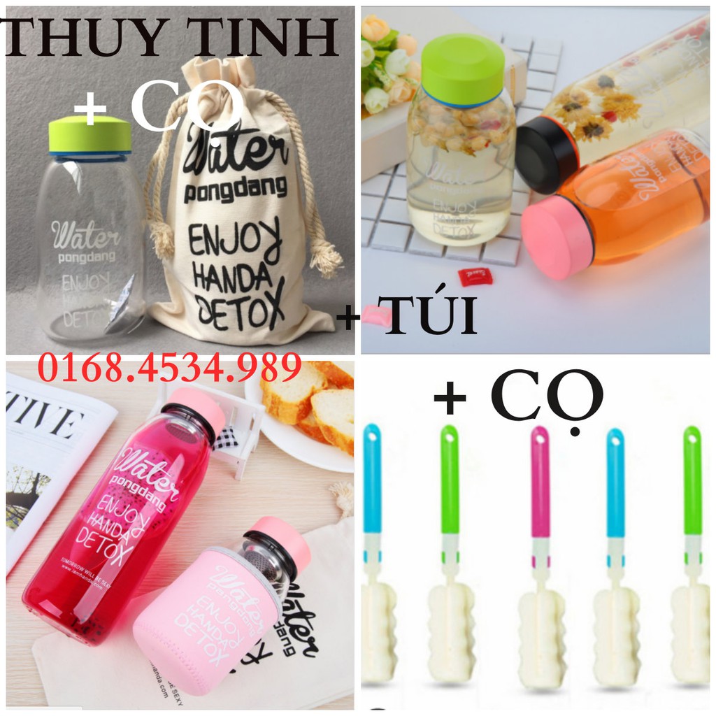 THỦY TINH - BÌNH PONGDANG 500ML + TÚI+ CỌ