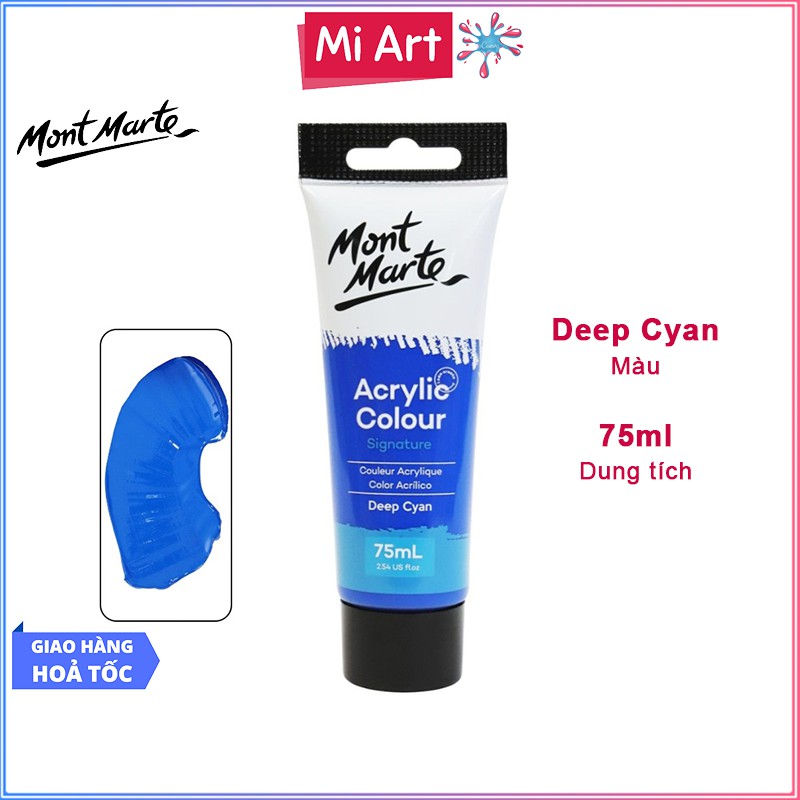 Màu Acrylic Mont Marte 75ml - Deep Cyan - Acrylic Colour Paint Signature 75ml (2.54oz) - MSCH7518