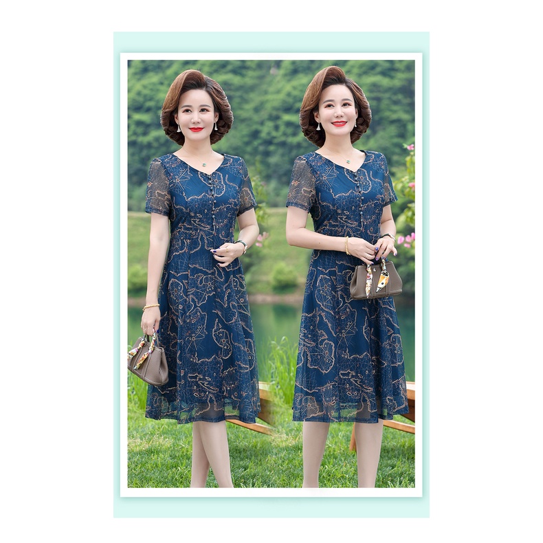đầm trung niên Đầm Phụ Nữ Trung Niên set trung niên nữ 4xl Đầm Chiffon Thời Trang Mùa Hè Phong Cách Phương Tây Hàng Mới Dành Cho Phụ Nữ Trung Niên 2022 40-50 Tuổi