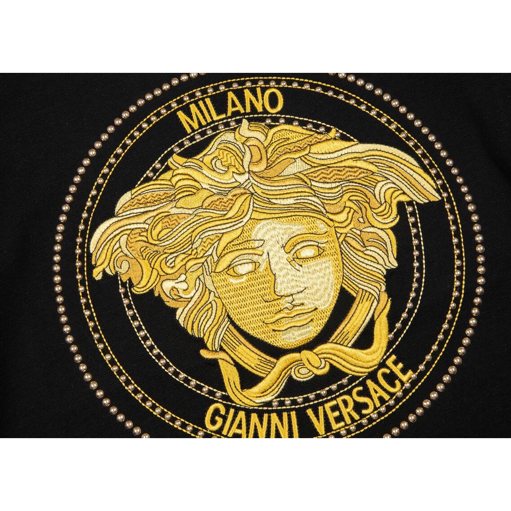 Áo Thun Tay Ngắn Chất Liệu Cotton Thêu Họa Tiết Versace Thời Trang Unisex