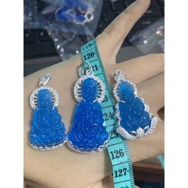 Mặt dây chuyền Phật bà xanh dương đẹp đá nhân tạo bạc ta NGỌC MẬU