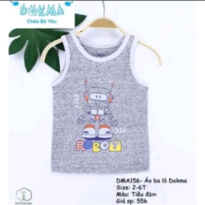 Áo ba lỗ dokma bé trai cute siêu mát, thấm hút tốt, thoải mái 2-6T