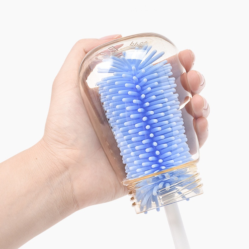 Set 3 Cọ Vệ Sinh Bình Sữa Em Bé Bằng Silicon Mềm Có Thể Xoay 360 Độ Tiện Lợi