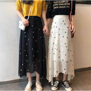 [ORDER] Chân váy voan vạt mullet chấm bi màu sắc V065