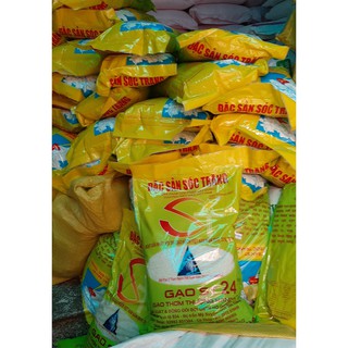 Gạo Thơm Thượng Hạng ST24 Sóc Trăng Túi 5Kg- Top 3 gạo ngon thế giới 2017 - Gạo còn cám, hạt dài, cơm dẻo mềm, mùi thơm