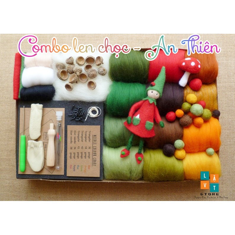 [16 Màu Len] Combo Len Chọc An Thiên - Combo Needle Felting