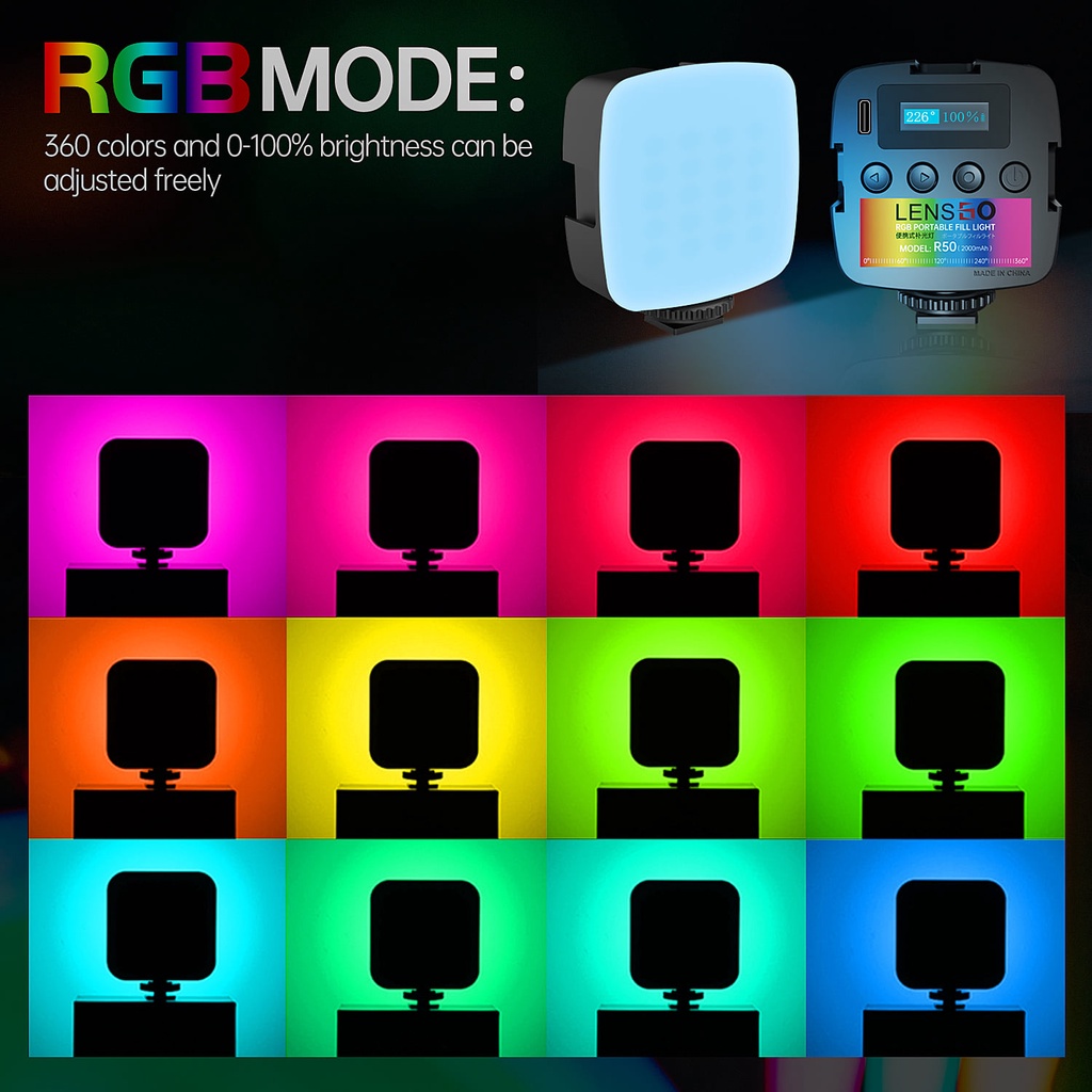 Đèn LED quay phim Ulanzi VL49 RGB Lensgo R50 cho máy ảnh, điện thoại và gopro. BH 1 tháng.