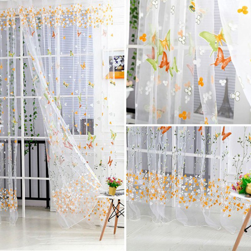 100*200cm Rèm Cửa Hình Bướm, Cửa Sổ Gia Đình