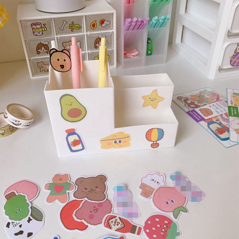 Miếng dán trang trí hình gấu hoạt hình dễ thương DIY