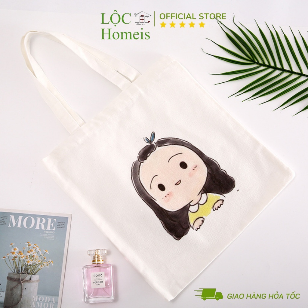 Túi Tote Vải Canvas (Vải Bố) Có Khóa Kéo Dùng Để Thêu, Vẽ Size 33x36 cm