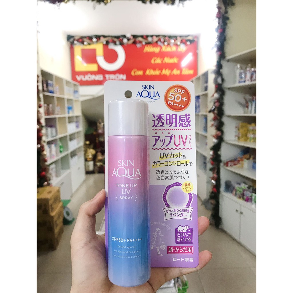 Xịt Chống Nắng Rohto Skin Aqua Tone Up UV Spray SPF 50 70g