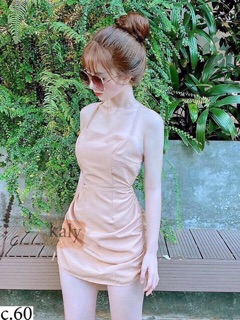 Đầm rút dây có dây cột sau lưng siêu dễ thương