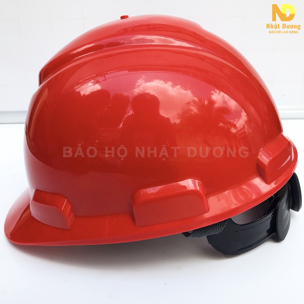 Mũ bảo hộ lao động màu đỏ khóa vặn có lót xốp N08,  Nón bảo hộ lao động Nhật Dương cho giám sát an toàn