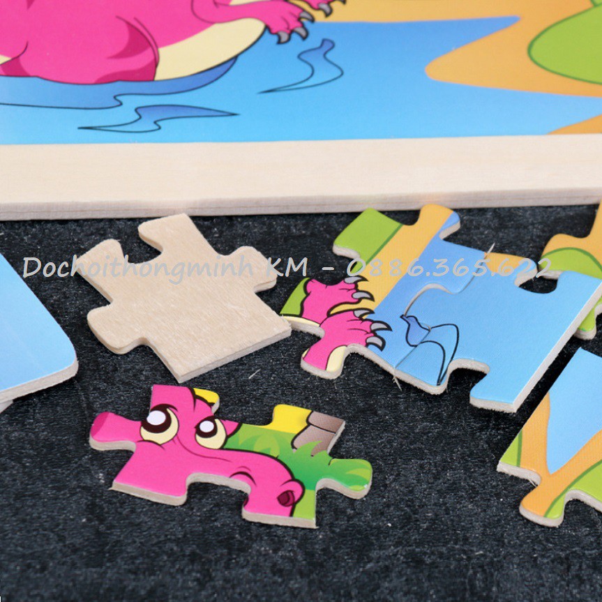Ghép hình Puzzle bảng gỗ to đẹp 96 mảnh kích thước 45cm x 22.5cm - Tặng túi zip đựng mảnh ghép