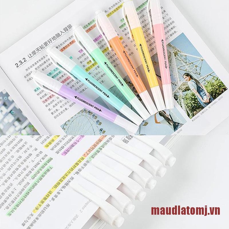 ATOMJ 6pcs Candy Color Double Head Highlighter Pen Stationery Marker Office S
