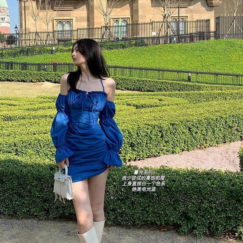 Đầm Hai Dây Lưng Cao Dáng Ôm Thiết Kế Khoét Rỗng Thời Trang Quyến Rũ Cho Nữ