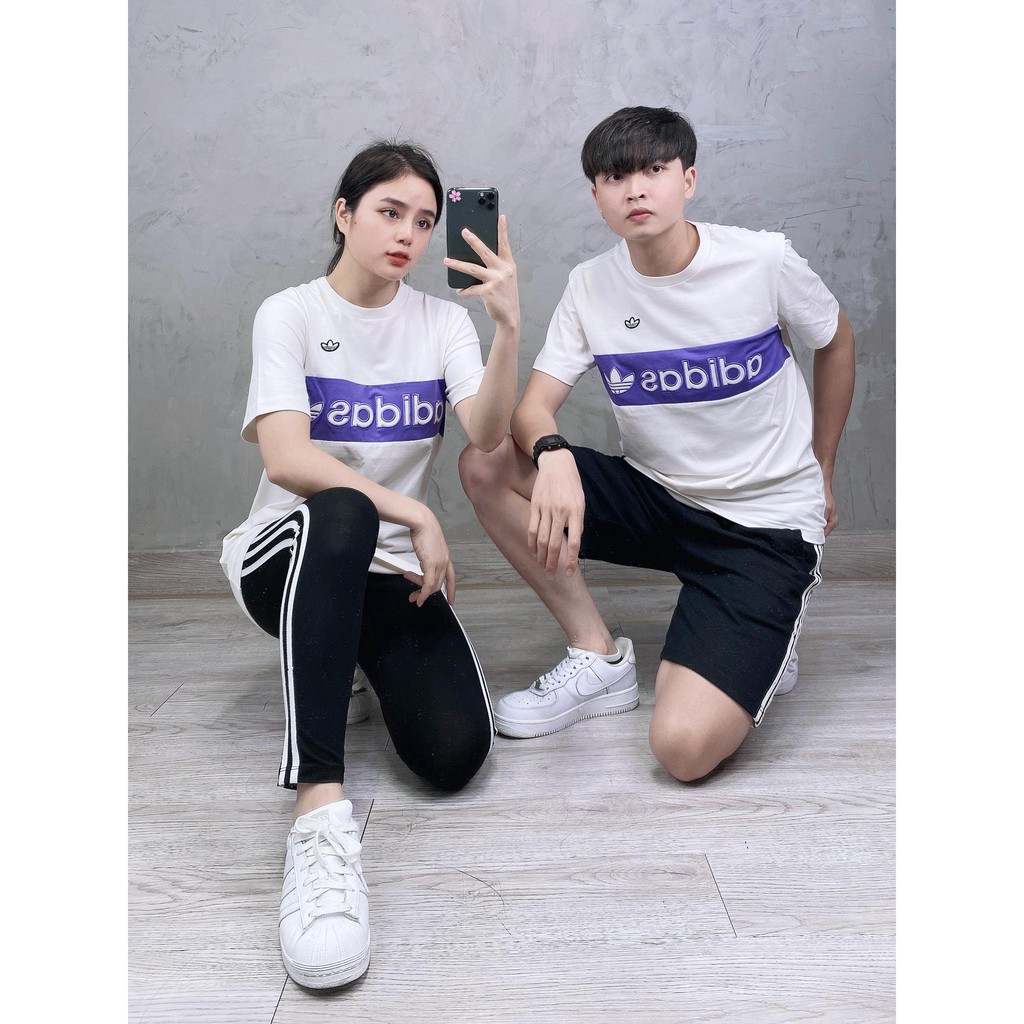 (HÀNG XUẤT XỊN) Áo das trắng pha tím 1689 SAMTAG COLOBLOCK TEE PURPLE Made in Cambodia full tag code  Size XS S M L