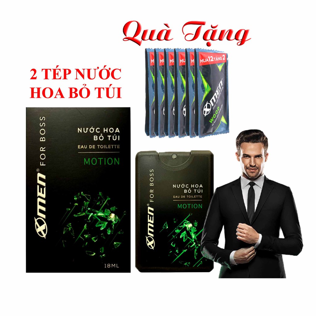 Combo 2 Nước Hoa Bỏ Túi Xmen - Bộ 2 Nước Hoa Bỏ Túi Xmen For Boss 18ml/chai Tặng 3 Gói Dầu Gội Xmen Wood/Fire